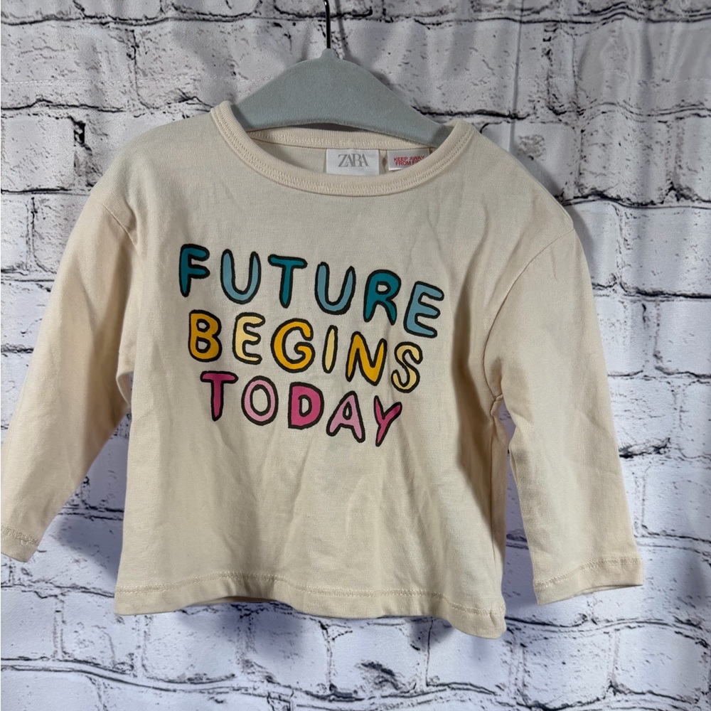 Zara Kids Cream Long Sleeve Shirt EUC